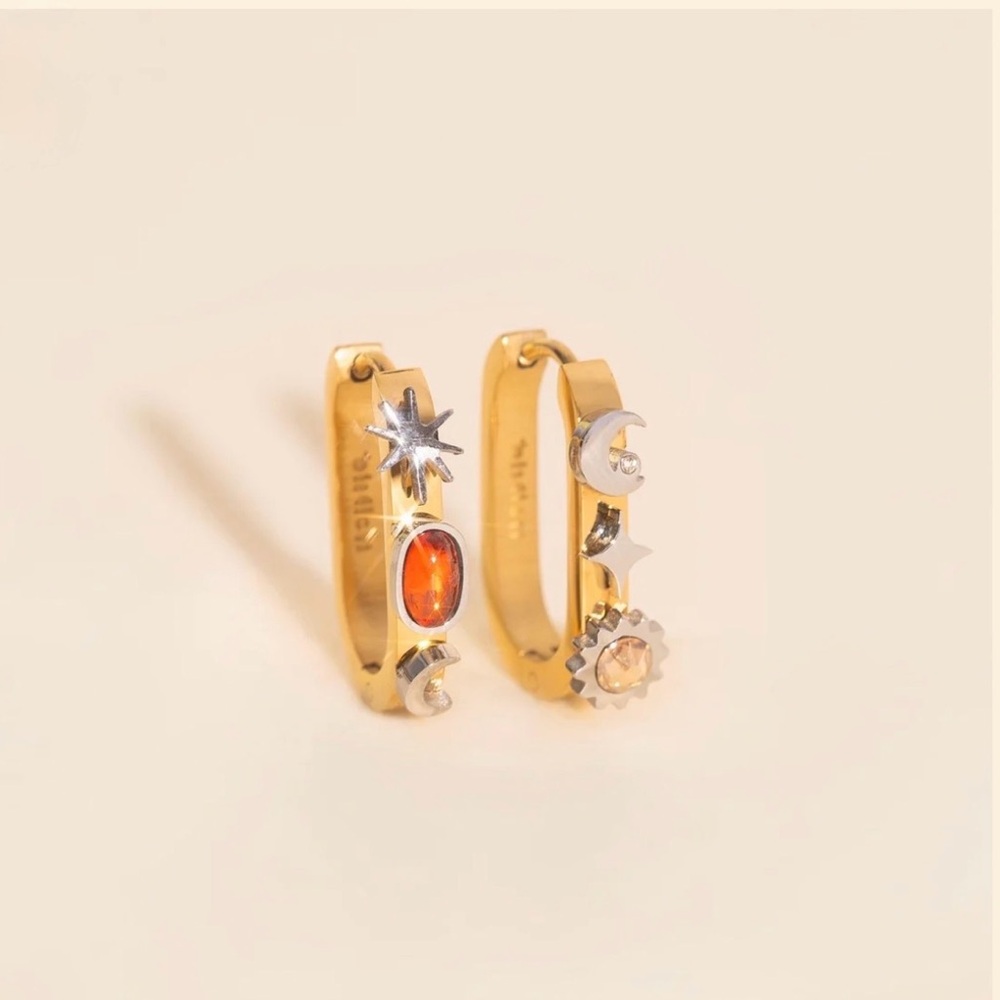 Gold and Silver Celestial Hoop Earrings